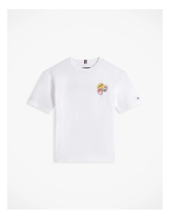 Boys Sticker Print Back Graphic Jersey T-Shirt (8-16 Years) in White image 5