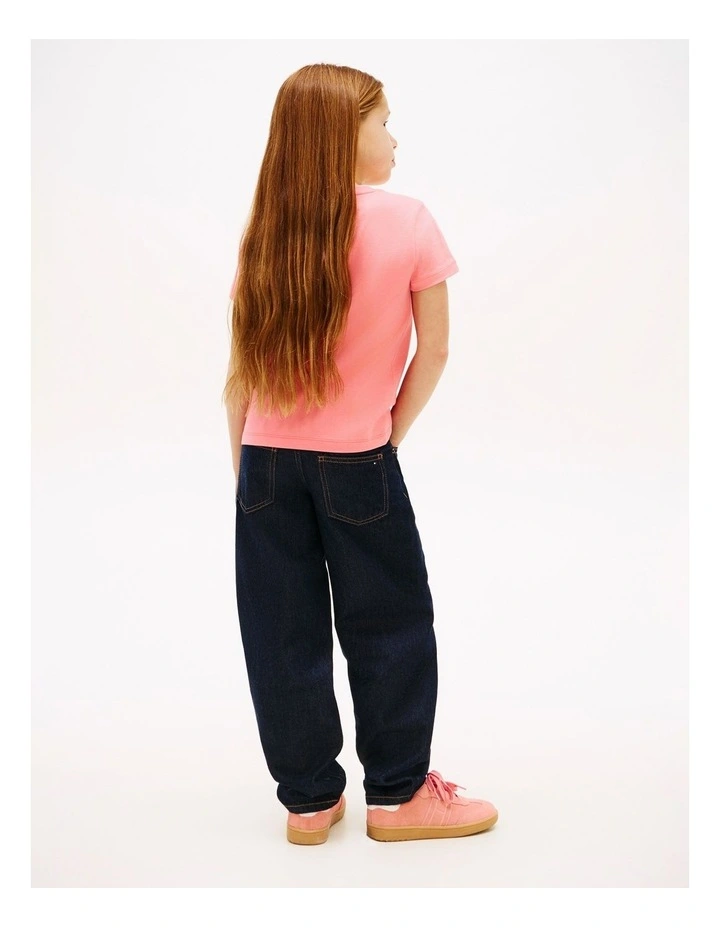 Girls Textured Logo Jersey Crew Neck T-Shirt (8-16 Years) in Pink image 4