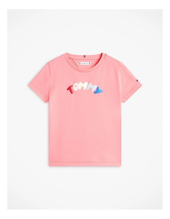 Girls Textured Logo Jersey Crew Neck T-Shirt (8-16 Years) in Pink image 5