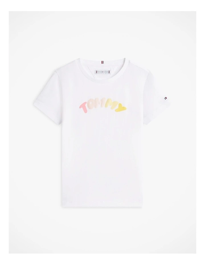 Girls Textured Logo Jersey Crew Neck T-Shirt (8-16 Years) in White image 5