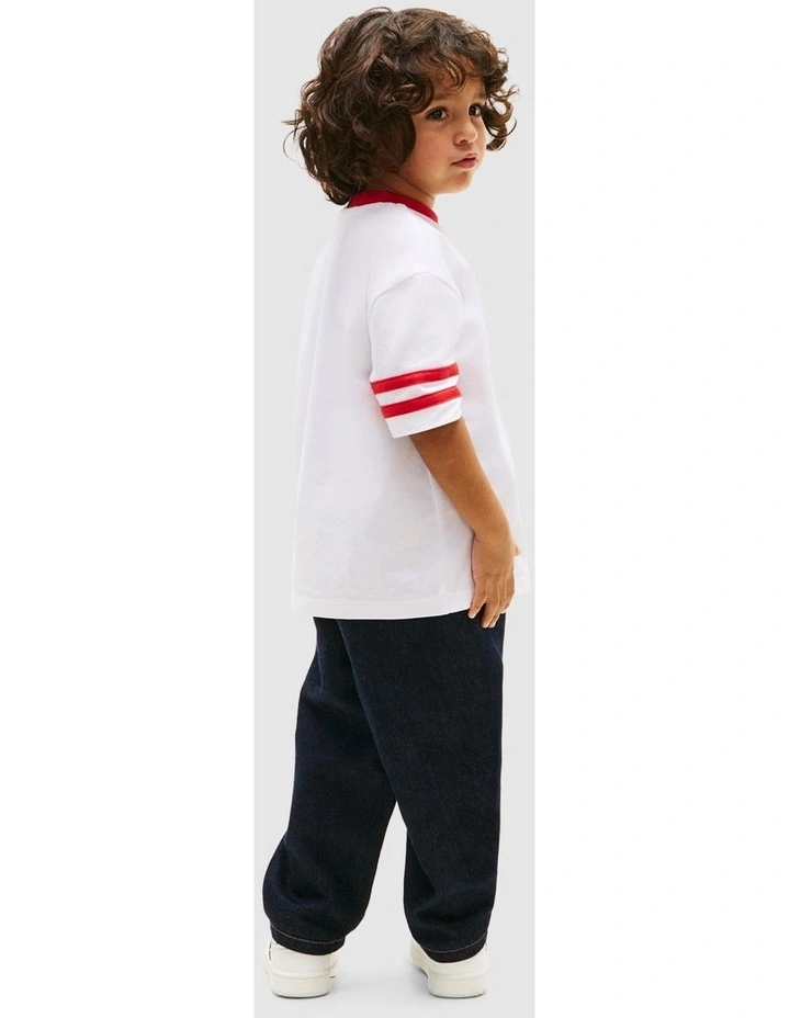 Boys Wavy Flag Graphic Jersey T-Shirt (3-7 years) in White image 2