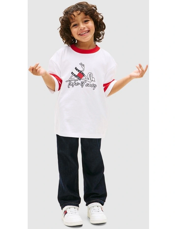 Boys Wavy Flag Graphic Jersey T-Shirt (3-7 years) in White image 3