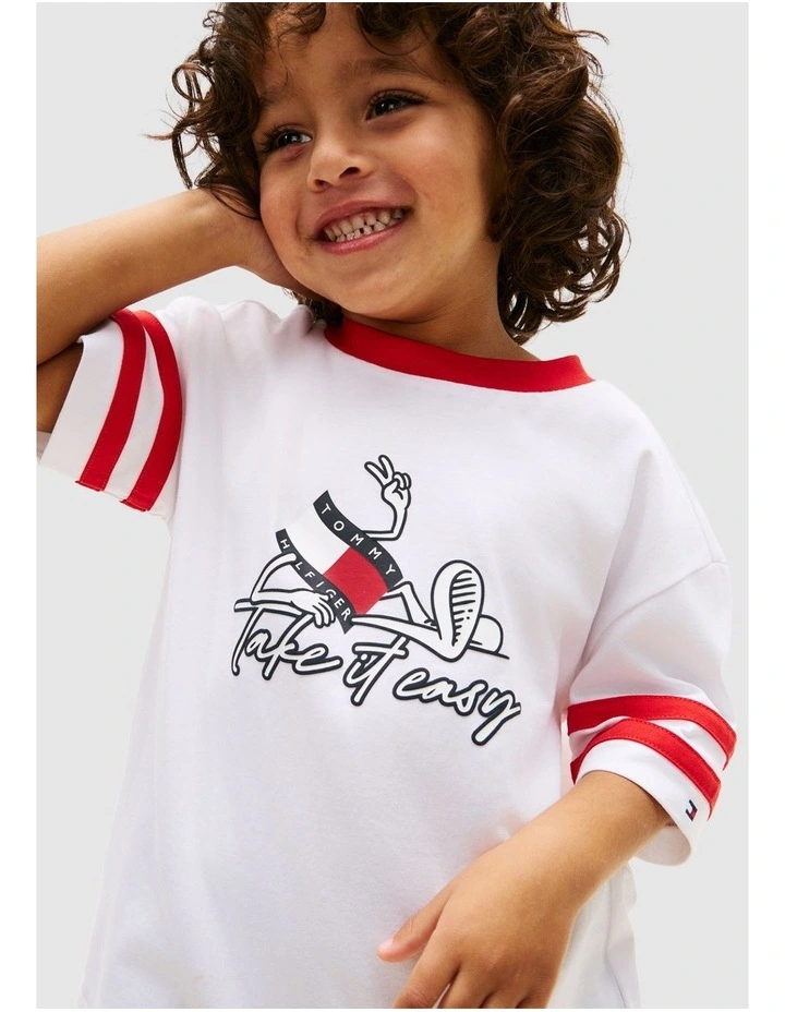 Boys Wavy Flag Graphic Jersey T-Shirt (3-7 years) in White image 4