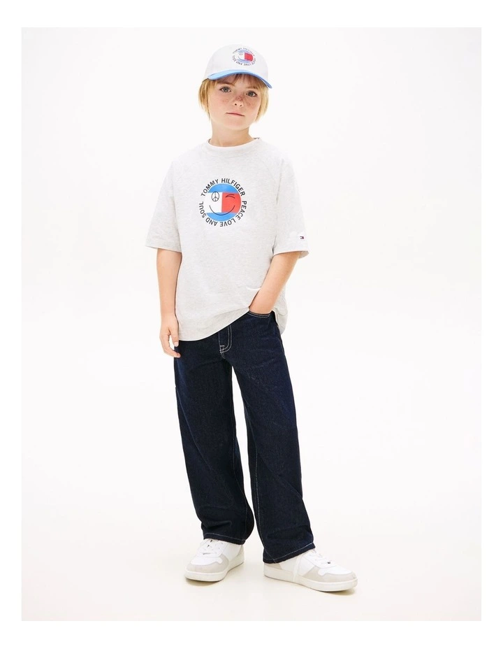 Boys Smiley Flag Logo Jersey T-Shirt (3-7 Years) in Grey image 3