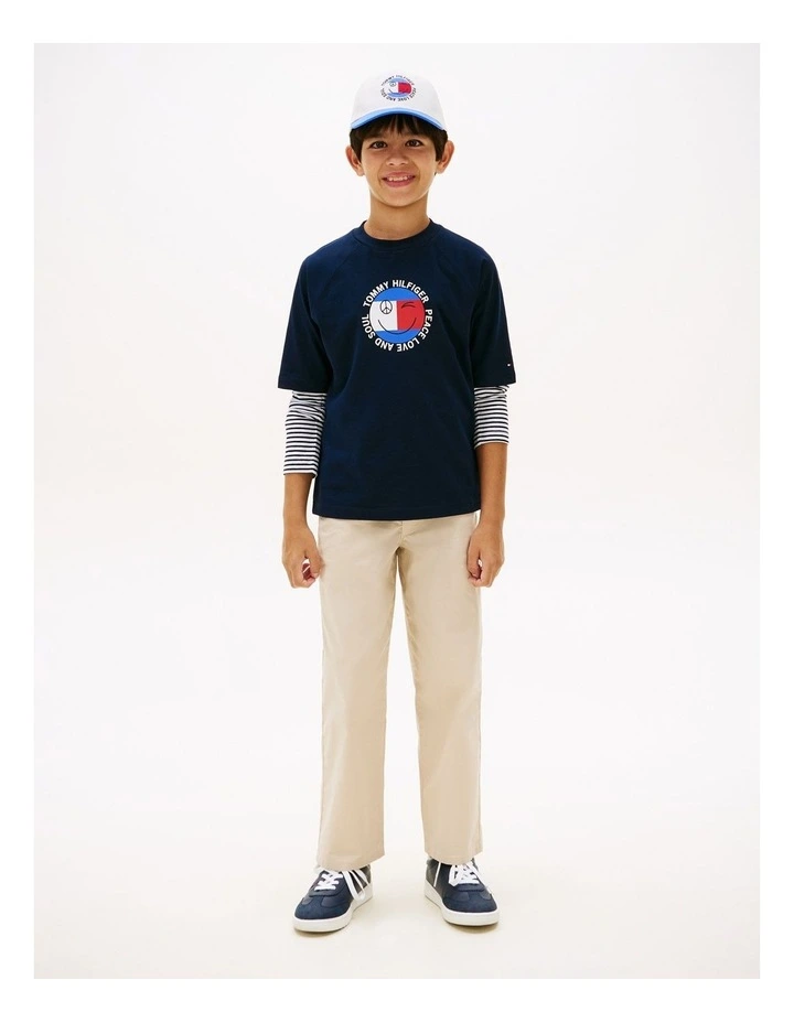Boys Smiley Flag Logo Jersey T-Shirt (3-7 Years) in Blue image 3