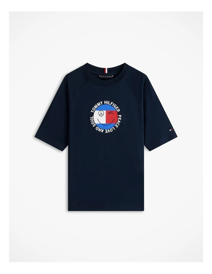 Boys Smiley Flag Logo Jersey T-Shirt (3-7 Years) in Blue image 5