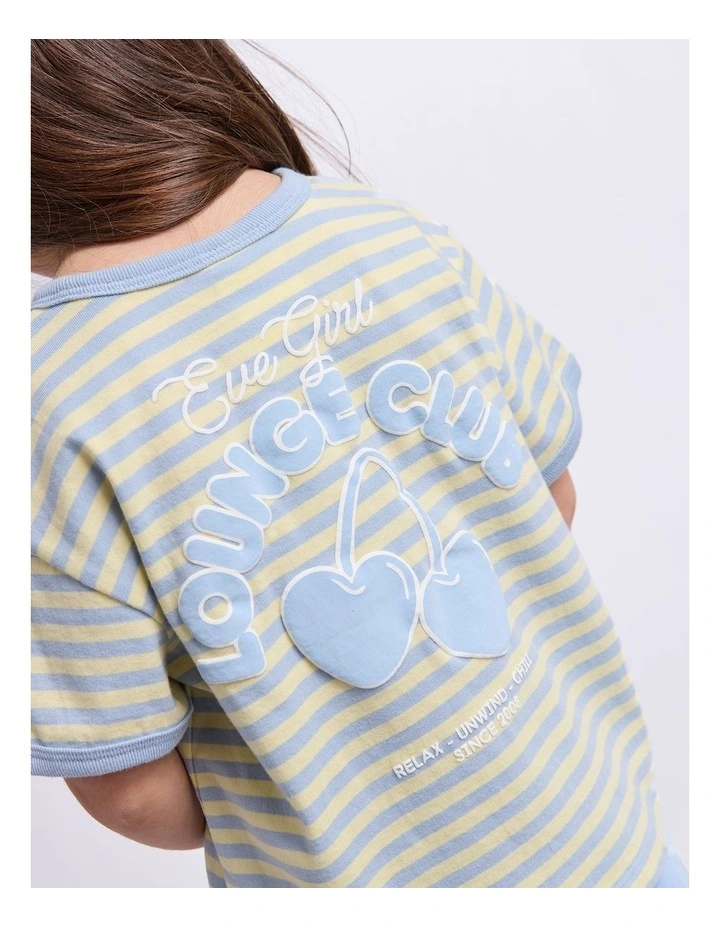 Lounge Club Stripe Tee (3-7 Years) in Sky Blue image 4