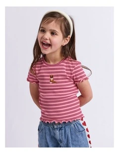 Freya Rib Tee (3-7 Years) in Pink