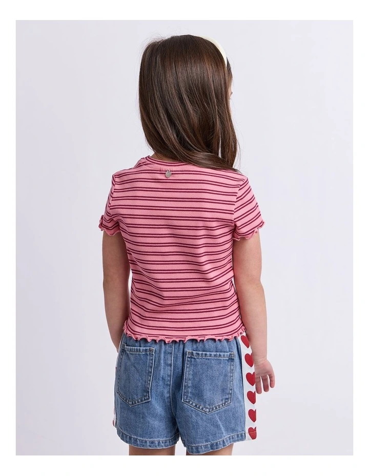 Freya Rib Tee (3-7 Years) in Pink image 2