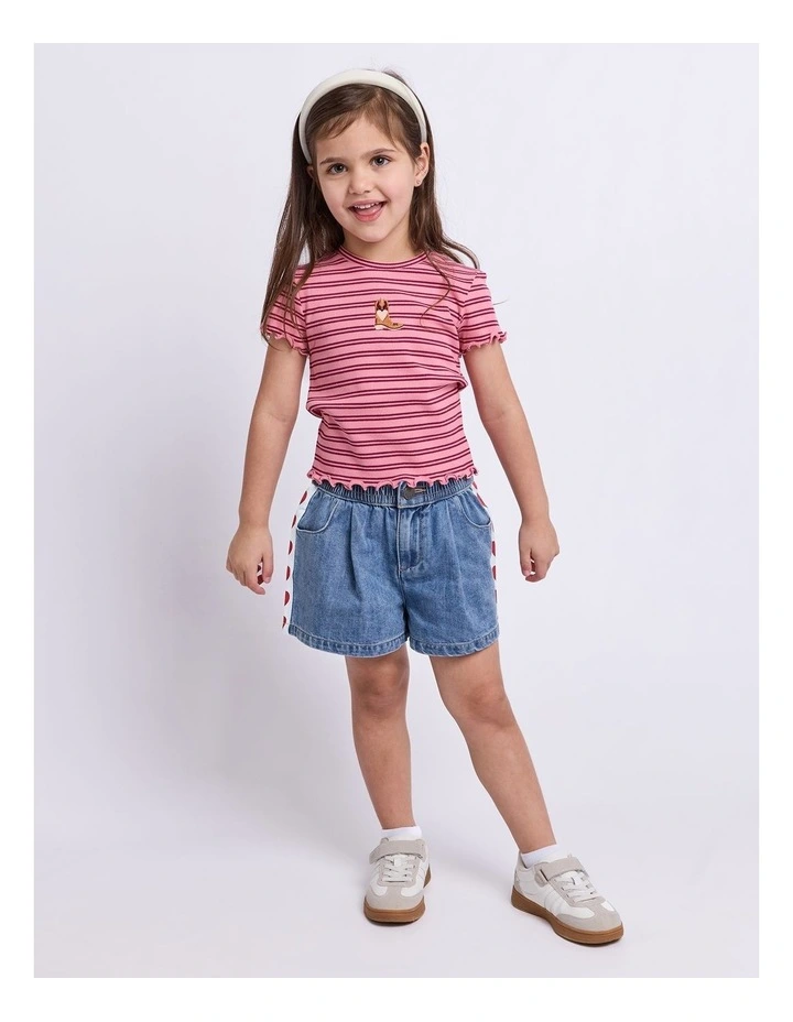 Freya Rib Tee (3-7 Years) in Pink image 3