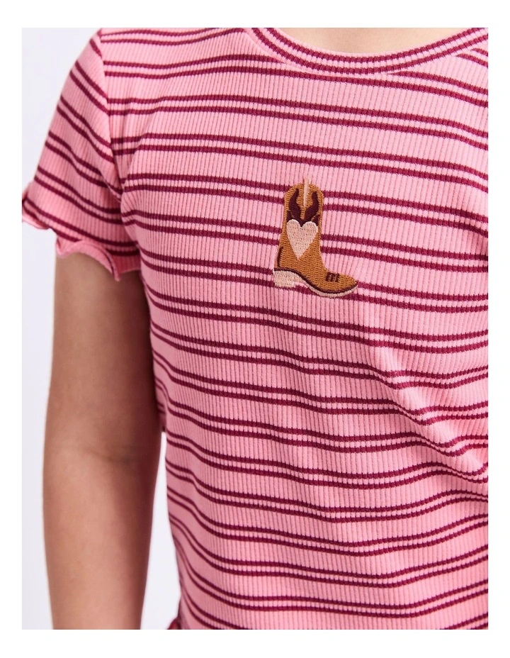 Freya Rib Tee (3-7 Years) in Pink image 4