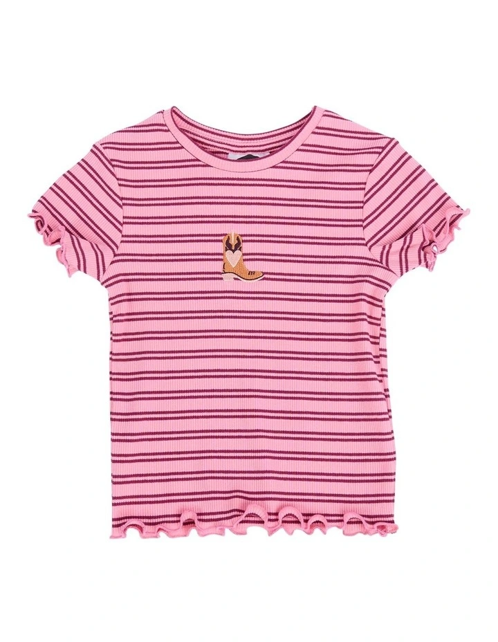 Freya Rib Tee (3-7 Years) in Pink image 5