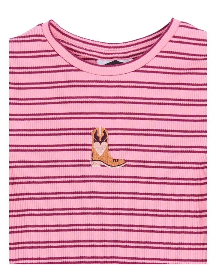 Freya Rib Tee (3-7 Years) in Pink image 7