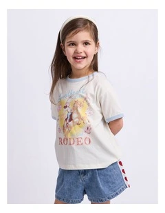 Lasso Ringer Tee (3-7 Years) in Vintage White
