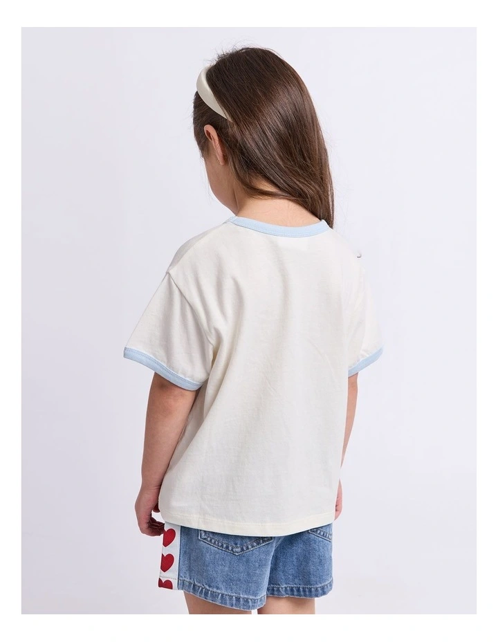Lasso Ringer Tee (3-7 Years) in Vintage White image 2