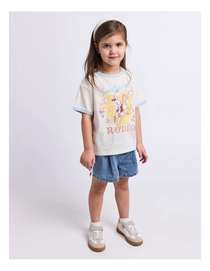 Lasso Ringer Tee (3-7 Years) in Vintage White image 3