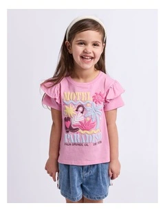 Palm Springs Frill Tee (3-7 Years) in Pink