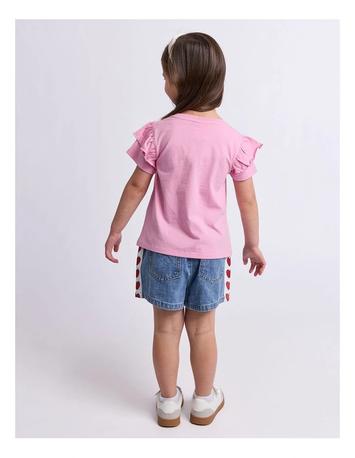 Palm Springs Frill Tee (3-7 Years) in Pink image 2