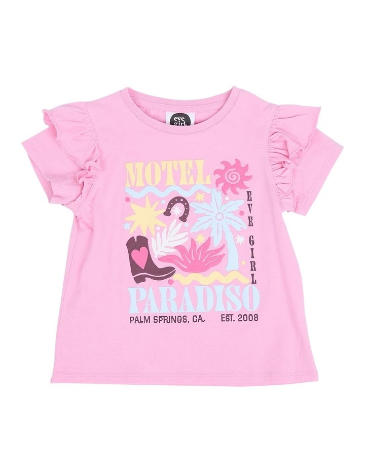 Palm Springs Frill Tee (3-7 Years) in Pink image 5