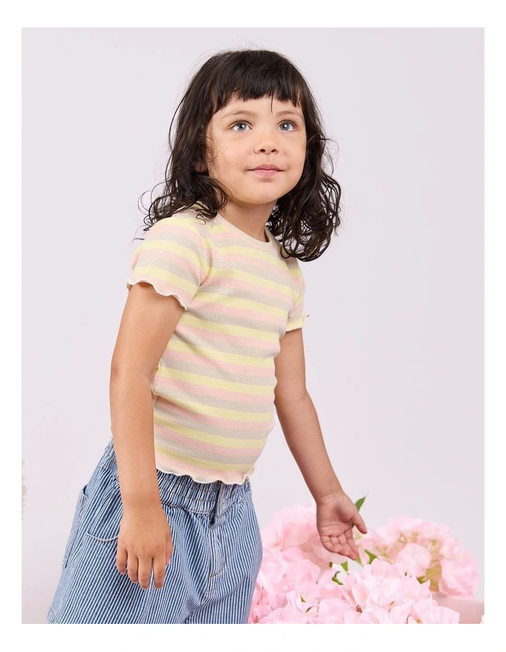 Ellie Rib Tee (3-7 Years) in Stripe image 2