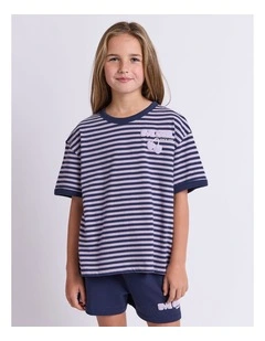 Lounge Club Stripe Tee (8-16 Years) in Navy