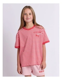 Lounge Club Stripe Tee (8-16 Years) in Watermelon