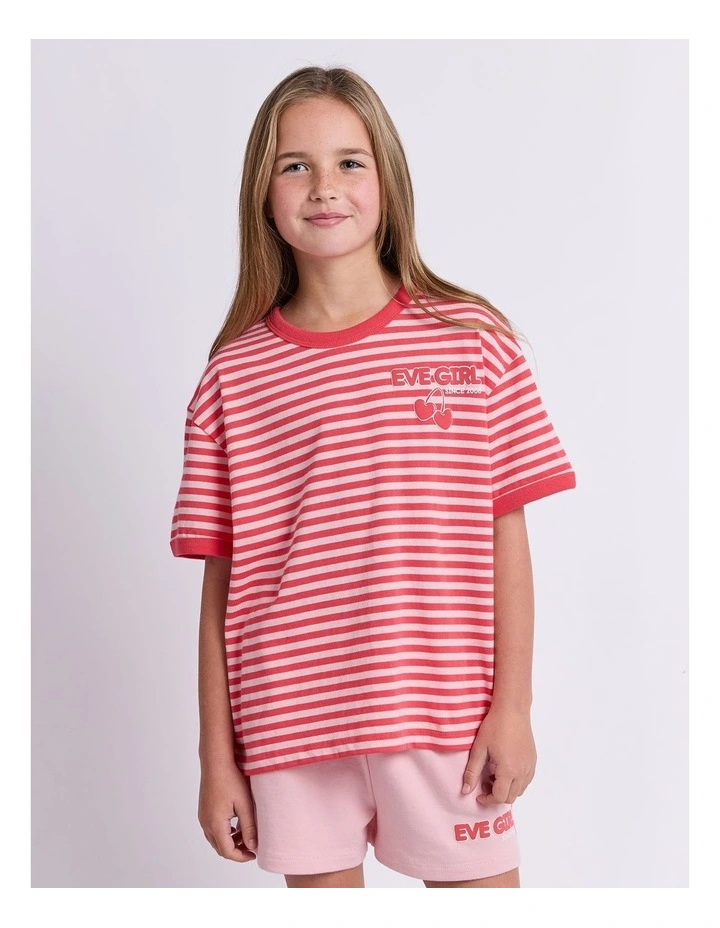 Lounge Club Stripe Tee (8-16 Years) in Watermelon image 1