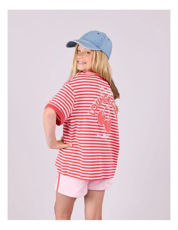 Lounge Club Stripe Tee (8-16 Years) in Watermelon image 3