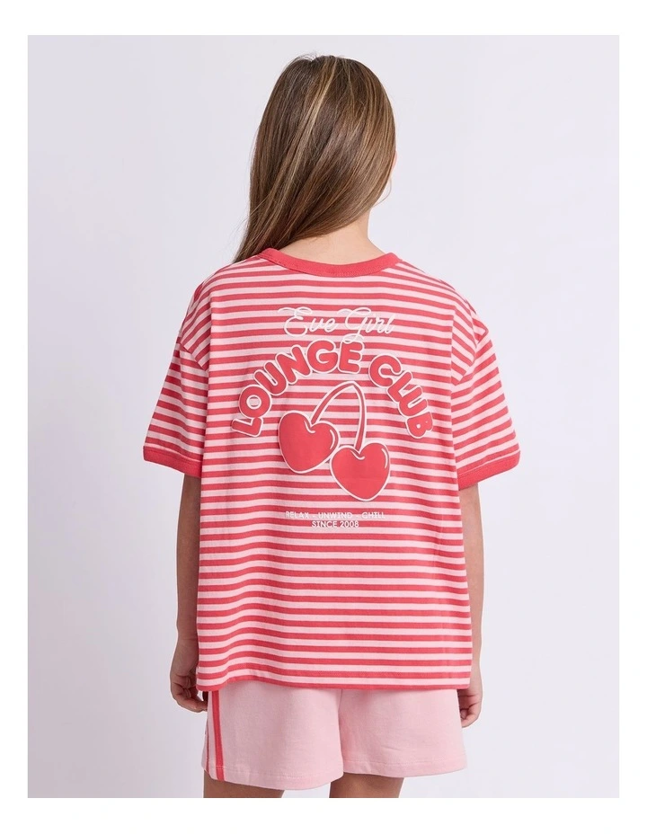 Lounge Club Stripe Tee (8-16 Years) in Watermelon image 4
