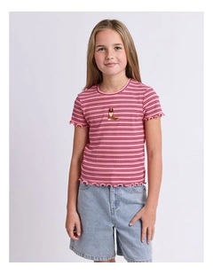 Freya Rib Tee (8-16 Years) in Pink