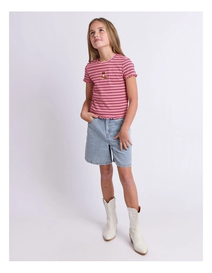 Freya Rib Tee (8-16 Years) in Pink image 3