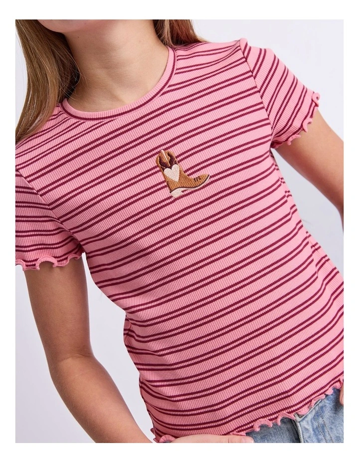 Freya Rib Tee (8-16 Years) in Pink image 4