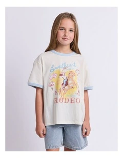 Lasso Ringer Tee (8-16 Years) in Vintage White