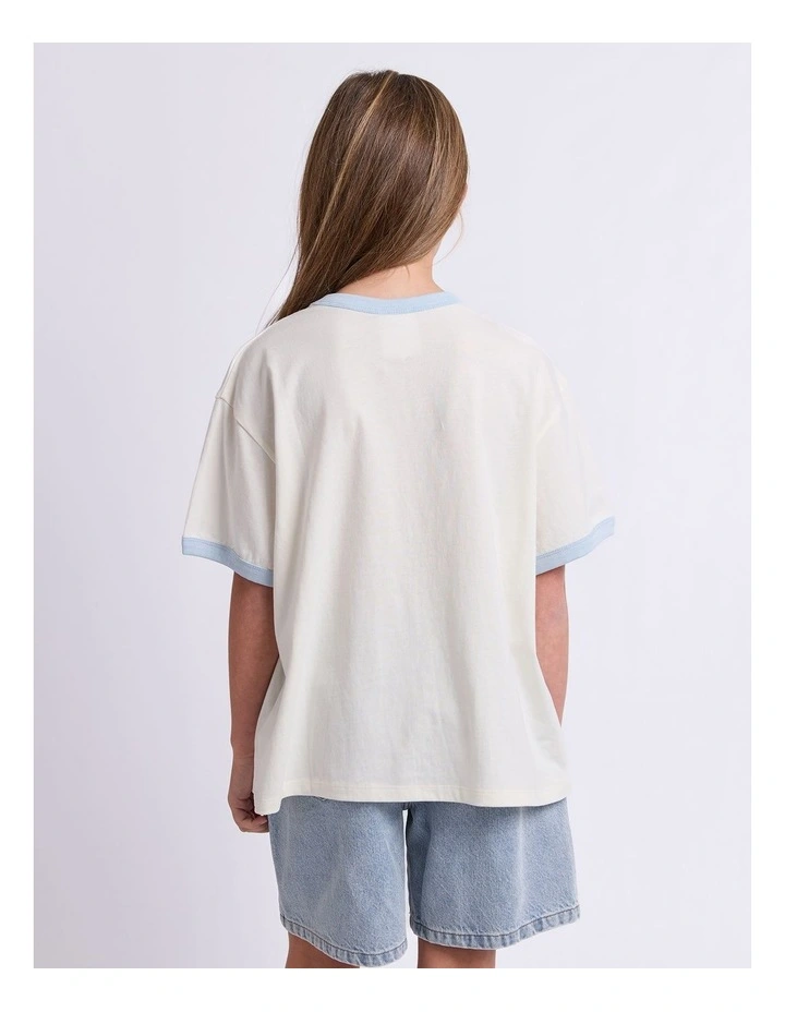 Lasso Ringer Tee (8-16 Years) in Vintage White image 4