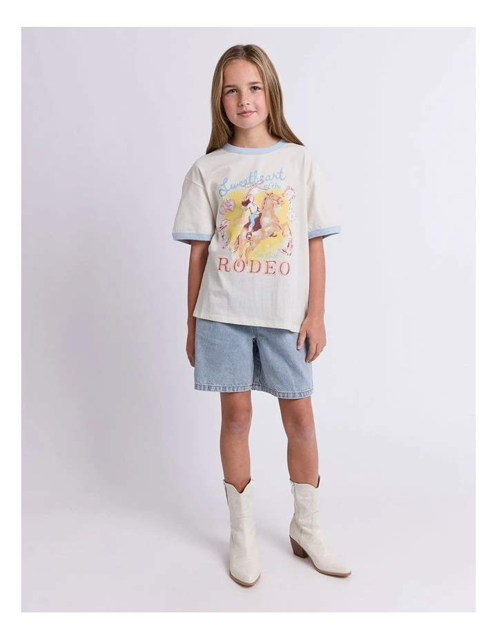 Lasso Ringer Tee (8-16 Years) in Vintage White image 5