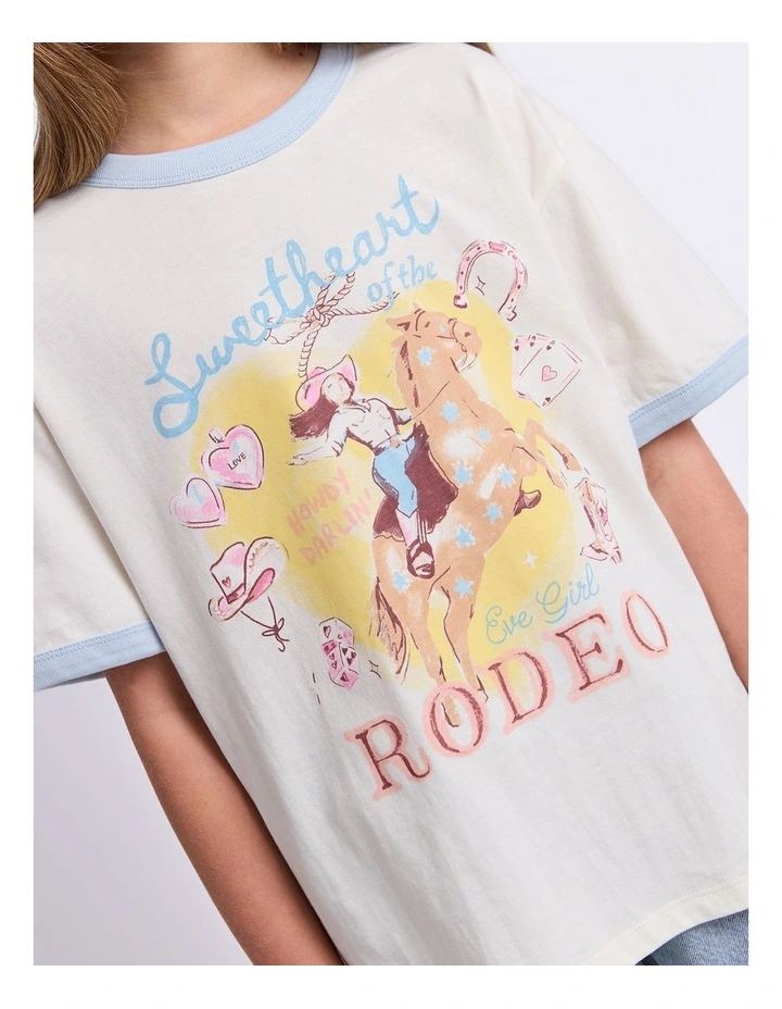Lasso Ringer Tee (8-16 Years) in Vintage White image 6