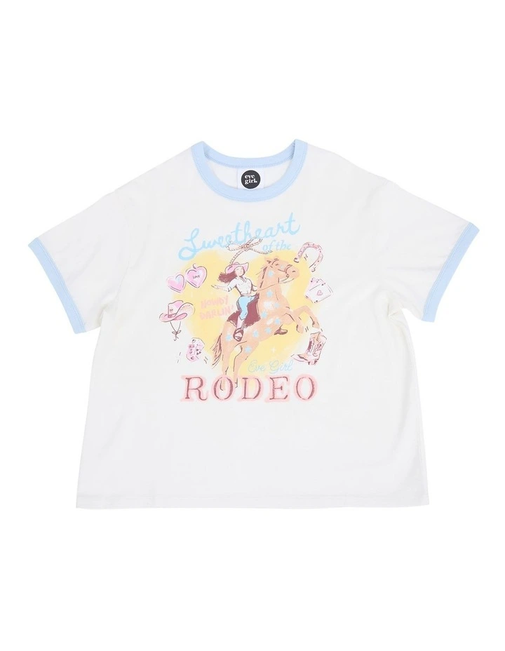 Lasso Ringer Tee (8-16 Years) in Vintage White image 7