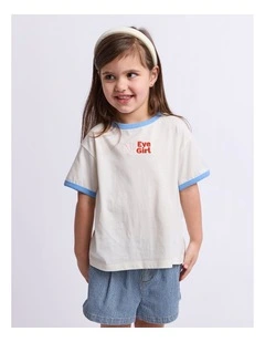 Vacay Ringer Tee (3-7 Years) in Vintage White