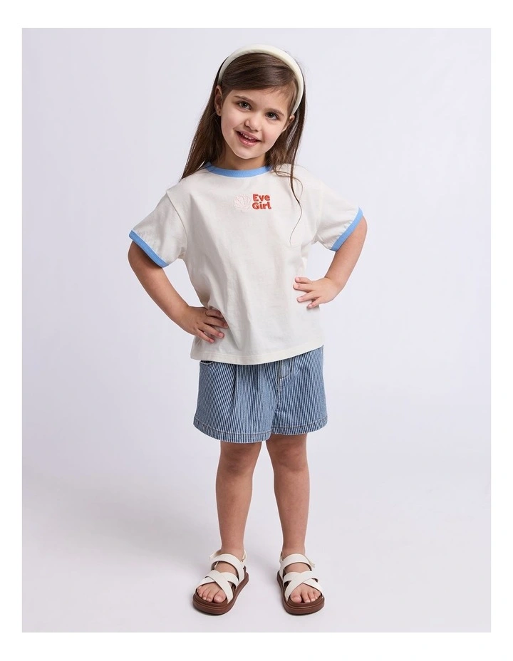 Vacay Ringer Tee (3-7 Years) in Vintage White image 3