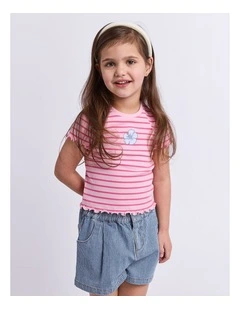 Lulu Rib Tee (3-7 Years) in Pink