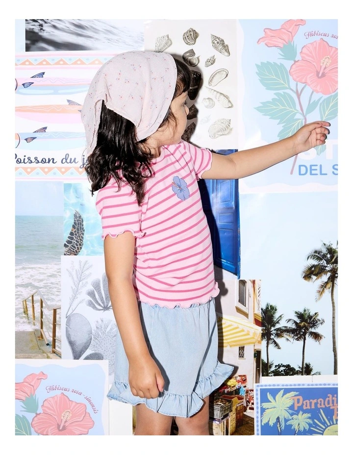 Lulu Rib Tee (3-7 Years) in Pink image 2