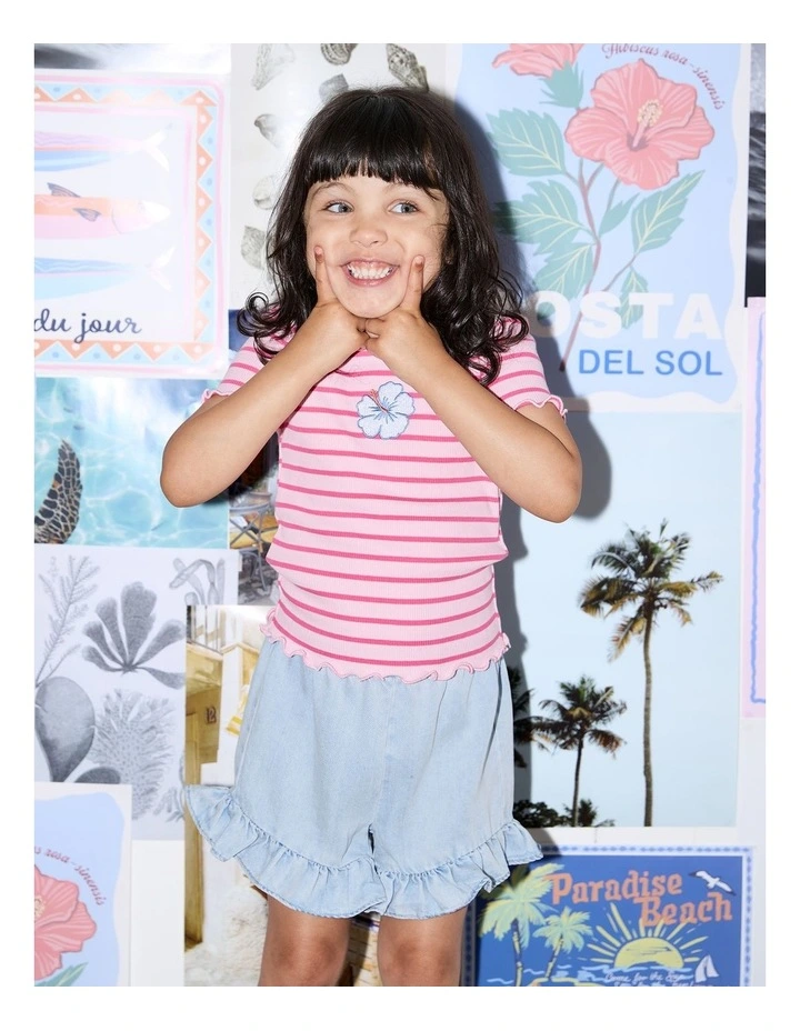 Lulu Rib Tee (3-7 Years) in Pink image 3