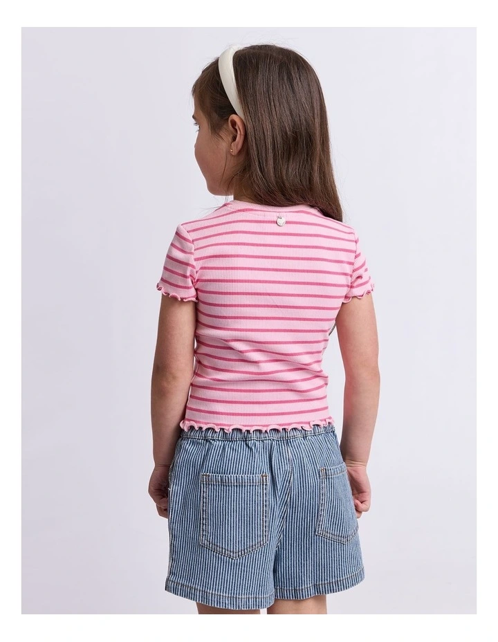 Lulu Rib Tee (3-7 Years) in Pink image 4