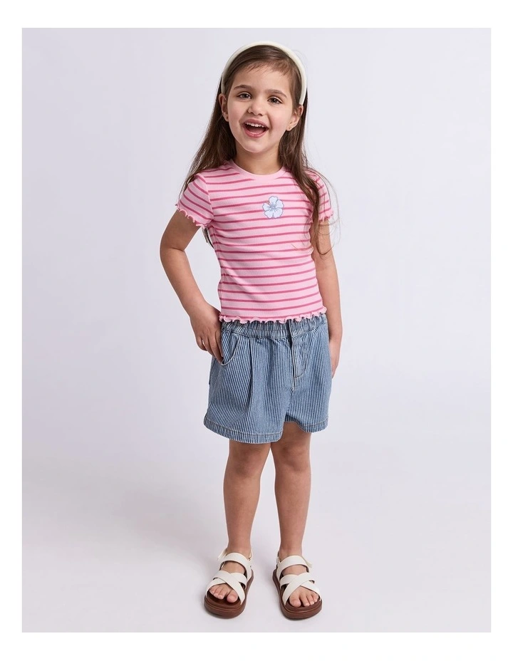 Lulu Rib Tee (3-7 Years) in Pink image 5