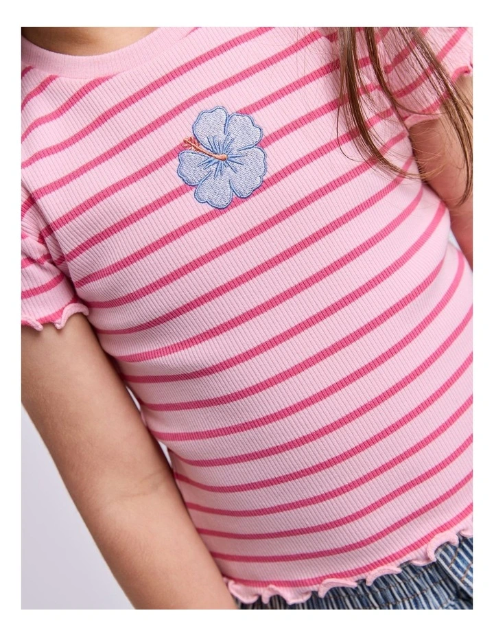 Lulu Rib Tee (3-7 Years) in Pink image 6