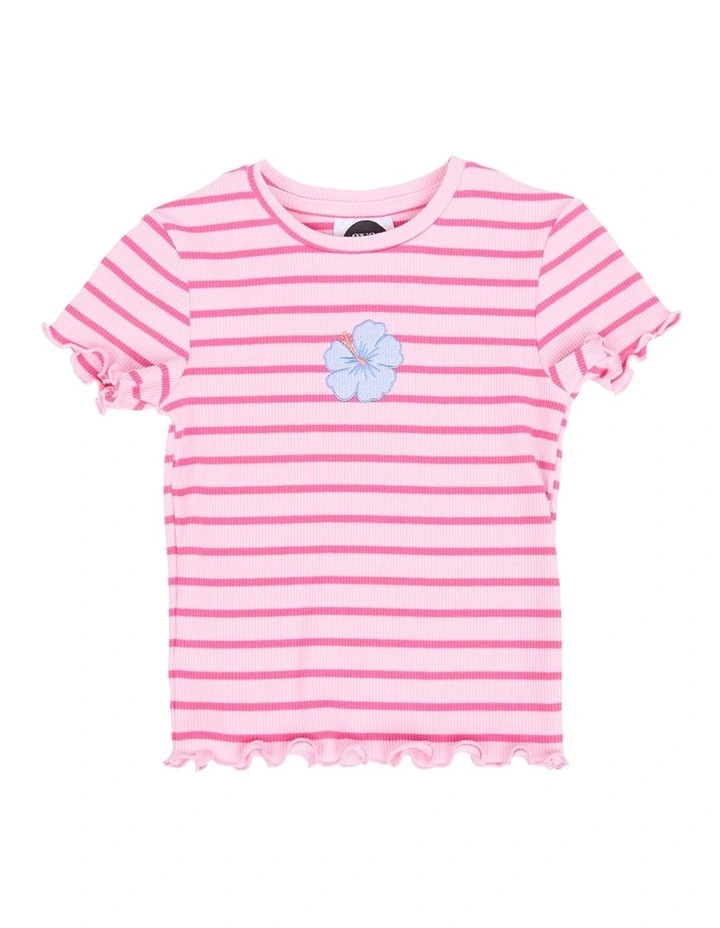 Lulu Rib Tee (3-7 Years) in Pink image 7