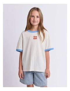 Vacay Ringer Tee (8-16 Years) in Vintage White
