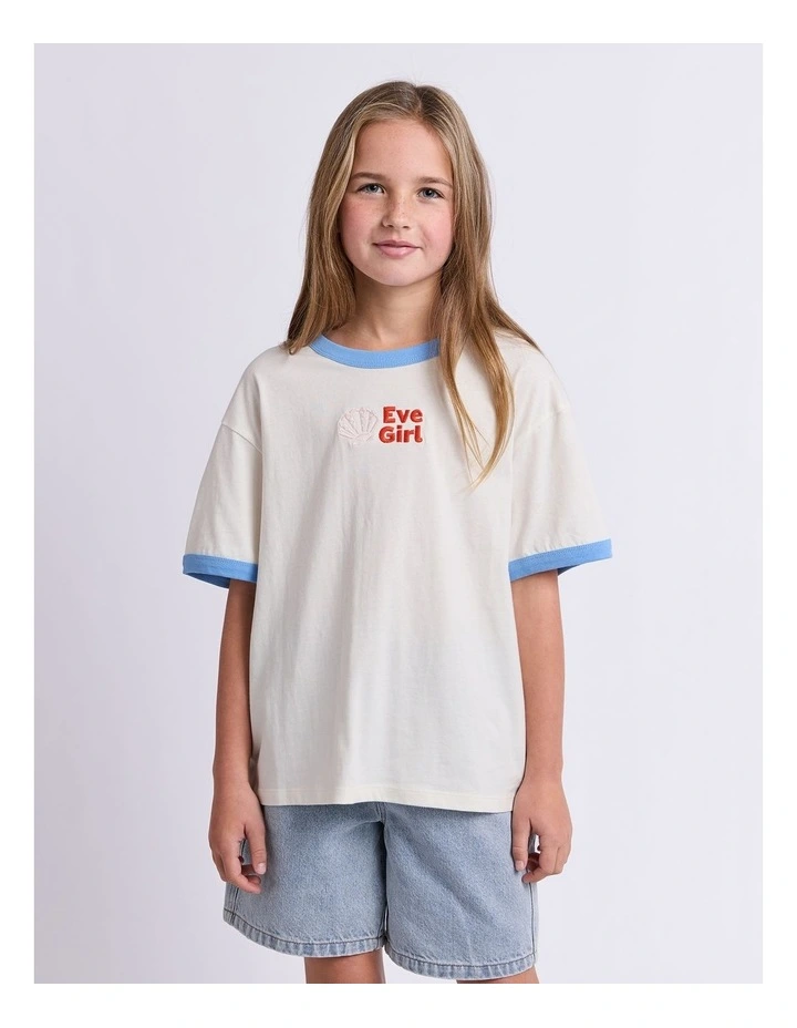 Vacay Ringer Tee (8-16 Years) in Vintage White image 1