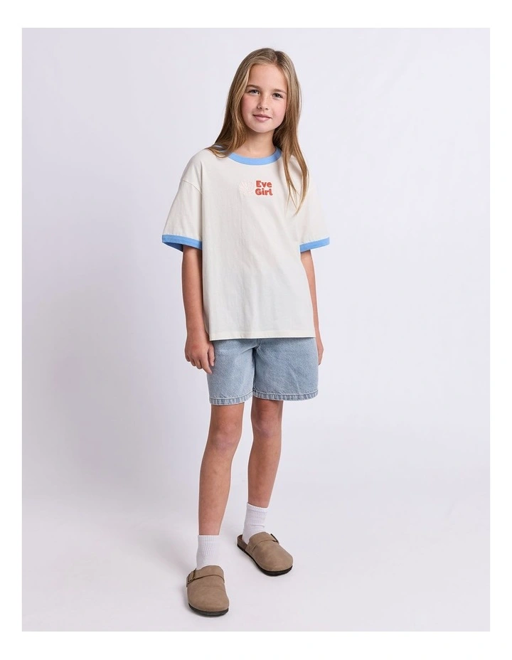 Vacay Ringer Tee (8-16 Years) in Vintage White image 3