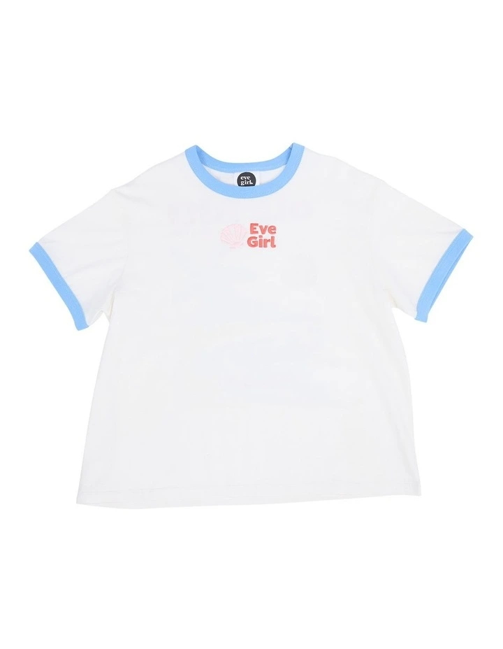 Vacay Ringer Tee (8-16 Years) in Vintage White image 5